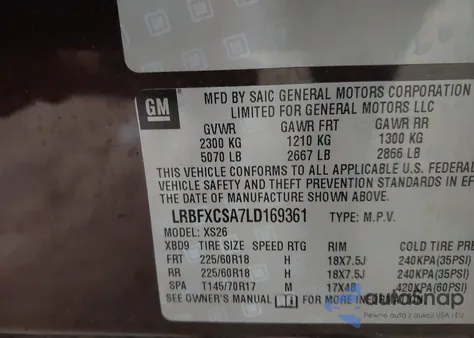 2020 Buick Envision Fwd Essence из США, поврежденный, VIN LRBFXCSA7LD169361